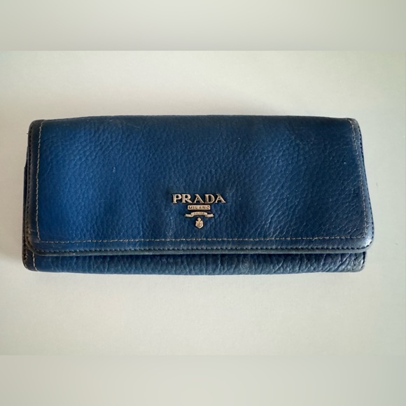 Prada Teal Blue Leather Women's Continental Wallet - Picture 2 of 13